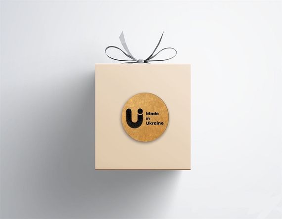 Этикетка наклейка круглая крафт "Made in Ukraine 02", Диаметр 26 мм, 500 шт/рулон, Viskom | Зображення 2