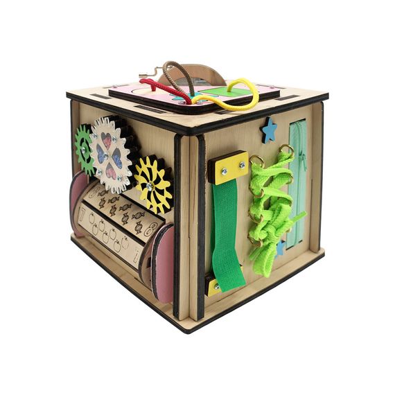 Развивающая игрушка Бизикуб Temple Group TG774136 15х15х15 см Натуральный | Зображення 1