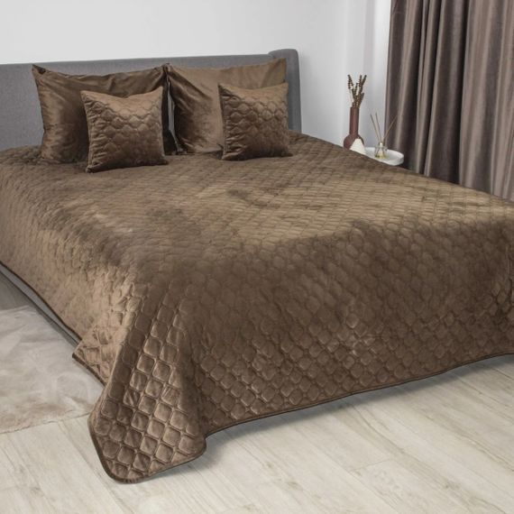 Покрывало двуспальное ТЕП Velour Ромб круглый 4-00516_33943 180х240 см кофейное | Зображення 1
