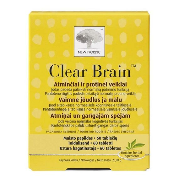 Комплекс для профілактики роботи головного мозку New Nordic Clear Brain 60 Tabs