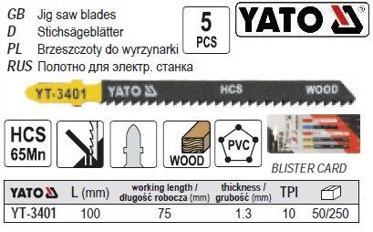 Полотно для електролобзика YATO l=100 мм YT-3401