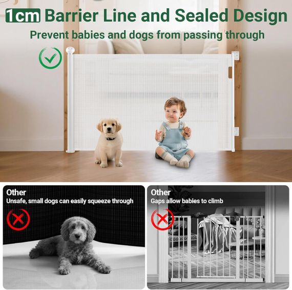 Защитные ворота барьер для лестницы и двери раздвижные, для детей и животных, рольставни белые, перегородка | Зображення 3