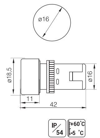 Лампа AD16DS d16mm синя 230V AC Ny95500250 | Зображення 1