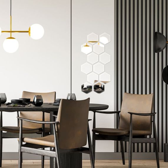 Дзеркальний декор акриловий самоклеючий 125*105мм срібло,12шт (D) SW-00002513 | Зображення 4