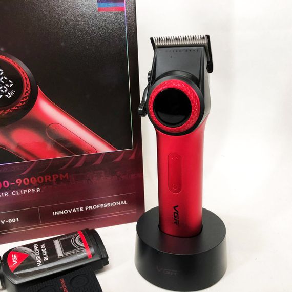 Професійна машинка для стрижки волосся VGR V-001 RED з дисплеєм 9000 об та 10 насадками (1,5-24 мм) | Зображення 4