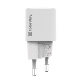Зарядний пристрій мережевий USB/Type-C QC+PD 33W білий GaN ColorWay CW-CHS043PD-WT