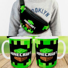 Набор: Сумка-бананка+ Кружка майнкрафт "Minecraft" детская с принтом (00128)