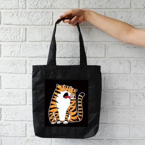 Сумка шоппер  с карманом 4Profi "CatTiger" оксфорд чёрная