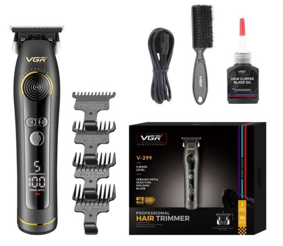 Тример VGR V-299 BLACK, 5 рівнів швидкості, 4 насадки, 9000RPM, LED-дисплей, 2000 mAh (46219-V-299 BLACK_1015) | Зображення 2
