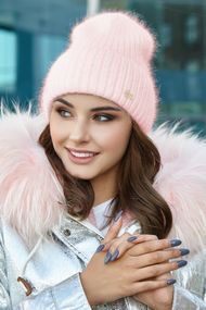 Шапка «Винтаж» светлая пудра