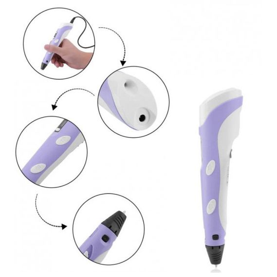 3D ручка Smart 3D Pen 2 c LCD дисплеем, Ручка для объемного рисования, Детская 3д ручка. Цвет: фиолетовый | Зображення 9