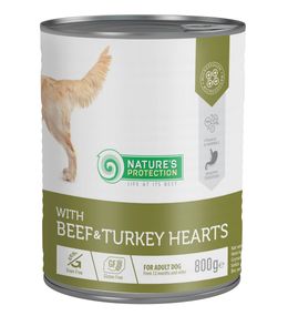 Корм Nature's Protection with Beef & Turkey Hearts влажный с говядиной и индюшиными сердцами для взрослых собак 800 гр