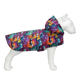 Дощовик-накидка з капюшоном для собак WAUDOG Clothes, малюнок "Зубасті монстри", L, А 48-52 см, B 60-70 см, С
