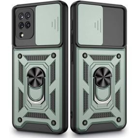 Ударостійкий чохол Camshield Serge Ring для Samsung Galaxy M53 5G TPU+PC, Шторка на камеру, Зелений