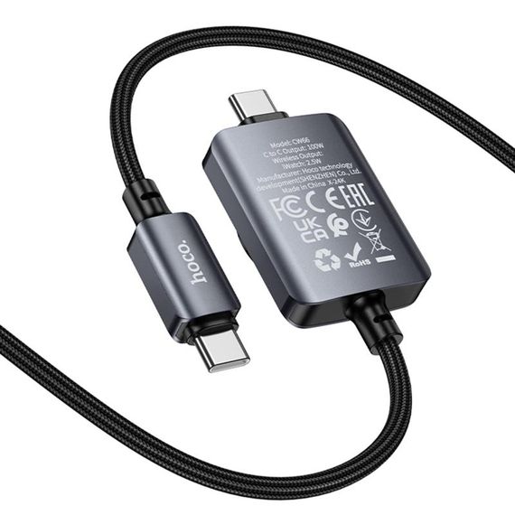 Дата кабель Hoco CW66 2in1 Type-C to iWatch/Type-C PD100W (1.2m) Black | Зображення 5