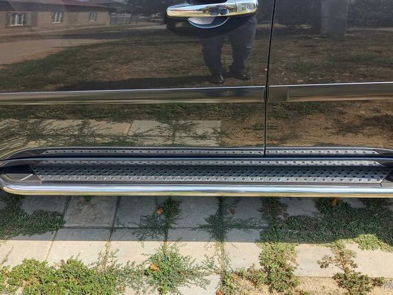 Бокові пороги Maydos V2 (2 шт., алюміній -2024 нерж) для Mitsubishi L200 2006-2015 рр