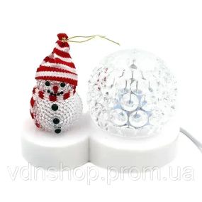 Світлодіодний диско шар + Сніговик, світильник новорічний