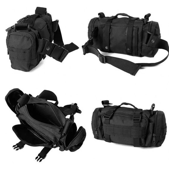 Сумка мужская чорная через плечо, Мужская тактическая армейская сумка однолямочная CB-66 | Зображення 4