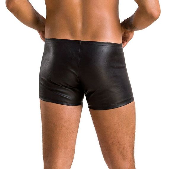 Чоловічі шкіряні боксери з блискавками Passion 049 SHORT MATT L/XL Black | Зображення 1
