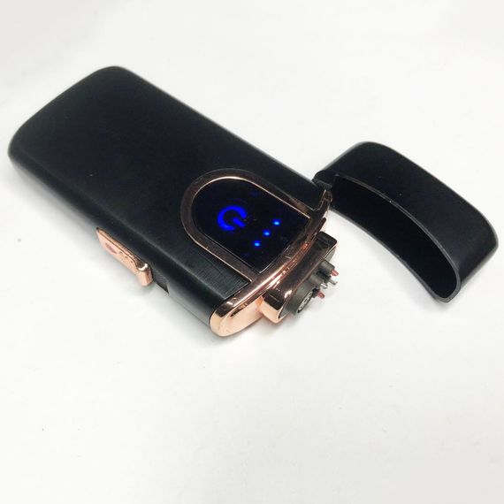 USB+ Газова запальничка з індикатором заряду, дві блискавки. WM-666 Колір чорний | Зображення 2