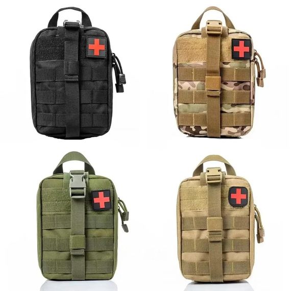 Тактическая аптечка на системе Molle (20х15х8 см), A87, Черная / Аптечный подсумок | Зображення 1