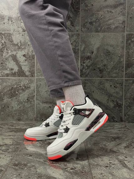 Кросівки Nike Air Jordan 4 Retro (white gray orange) | Зображення 8