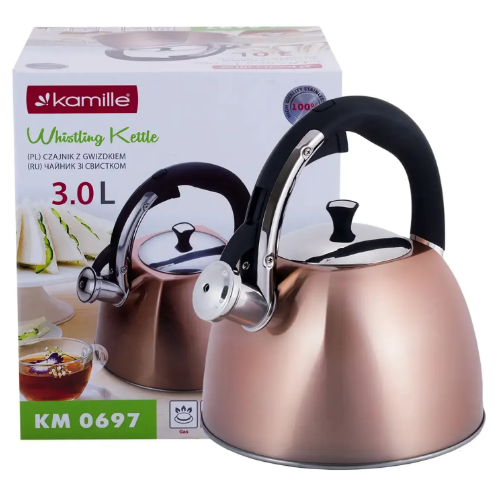 Чайник 3л з нержавіючої сталі зі свистком KAMILLE 0697 | Зображення 2