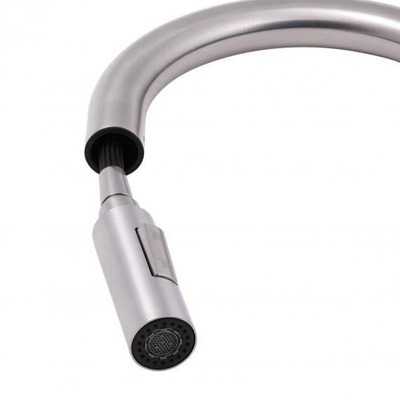 Смеситель для кухни Qtap Lenicka с выдвижным изливом QTLEN9138103UN Brushed Nickel PVD | Зображення 4