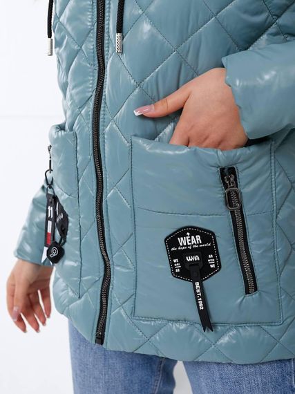 Жіноча стьобана куртка з блиском, арт.504, світло зелений | Зображення 1