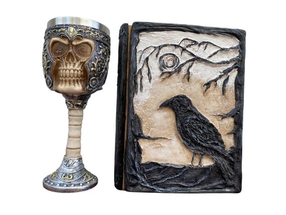 Подарунковий набір Келих 3D Череп у Шоломі та Блокнот 3D «Тінь Ворона»