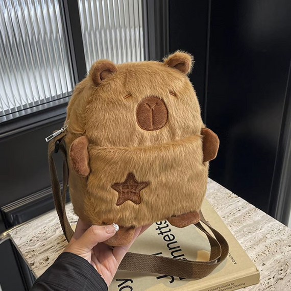 Плюшева сумочка для дівчинки Капібара через плече, крос-боді Capybara коричнева | Зображення 8