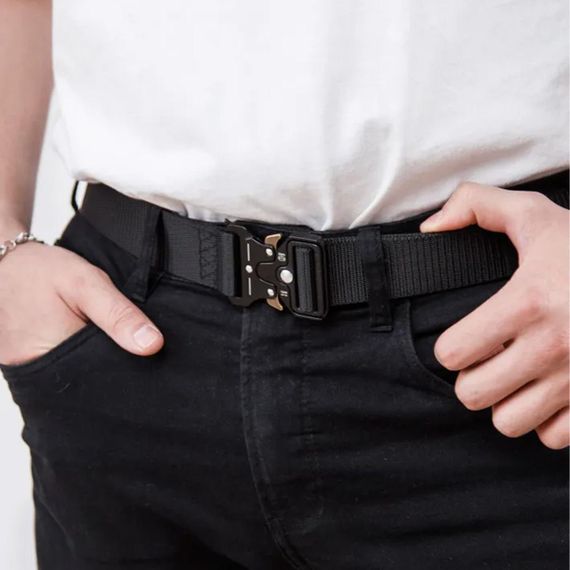 Тактический ремень с металлической пряжкой 125 см, Tactical Belt, Черный / Мужской ремень | Зображення 1