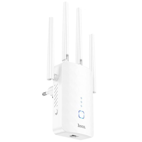 Бездротовий Wi-Fi репитер Hoco HI35 300Mbs 2.4GHz White
