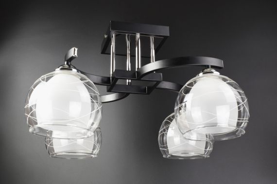 Люстра стельова на 4 лампочки 25218 Чорний 28х44х56 см. | Зображення 1