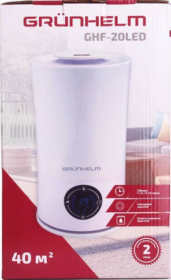 Ультразвуковой увлажнитель воздуха Grunhelm GHF-20LED прибор для увлажнения в квартиру офис LED дисплей 25 Вт | Зображення 9