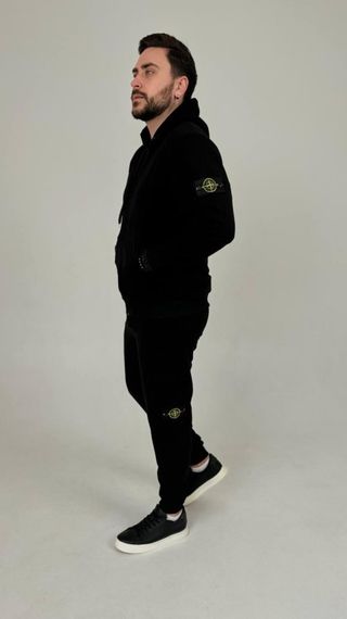 Спортивний костюм Stone Island з худі на молнії чорний | Зображення 2