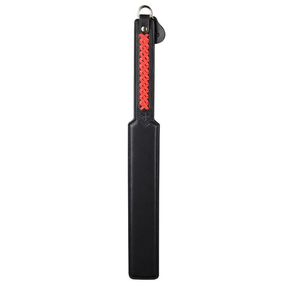 Паддл LOCKINK SEVANDA Braided-handle Spanking Paddle, чорно-червоний, гладенький, з плетінням на ручці | Зображення 3
