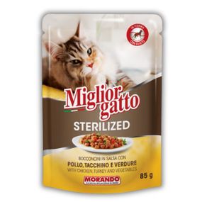 Влажный корм для стерилизованных котов с курицей и индейкой Morando Migliorgatto Sterilized, 85 гр
