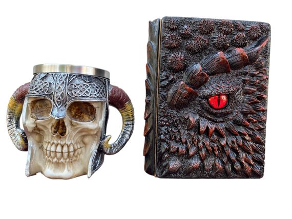 Подарунковий набір Кухоль 3D Рогатий Череп і Блокнот 3D «Око Пламінного Дракона»