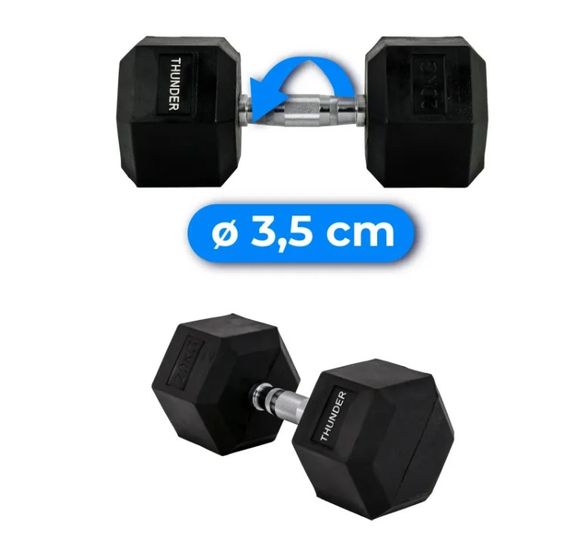 Гантель шестигранна Thunder 20 кг (HEXAGONAL-DUMBBELLS-20KG) | Зображення 2