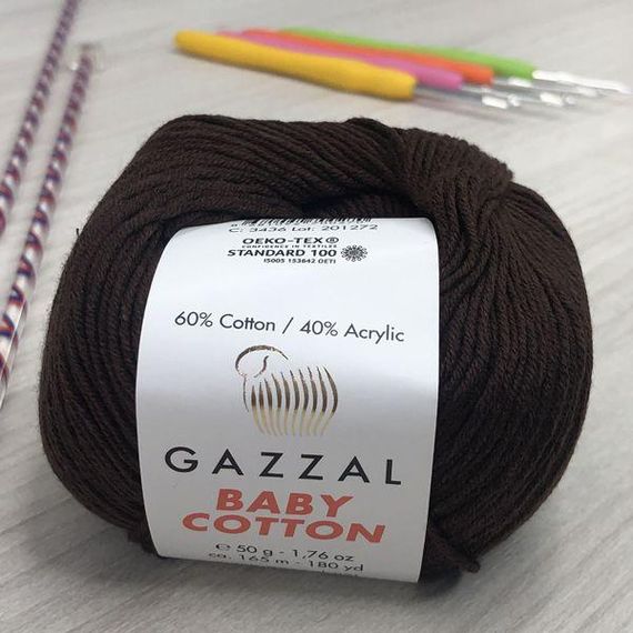Пряжа Gazzal – Baby Cotton колір 3436  Шоколадний