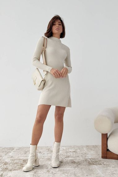 Базове плаття міні в рубчик колір бежевий розмір M FL_000808 | Зображення 5