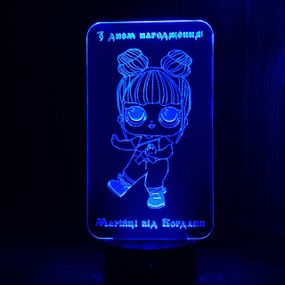 Акриловий світильник-нічник лялька ЛОЛ (L.O.L) синій tty-n000380