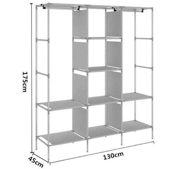 Шафа тканинна 3 секції складана з каркасом STORAGE WARDROBE 175 х 130 х 45 см. Колір: коричневий | Зображення 2