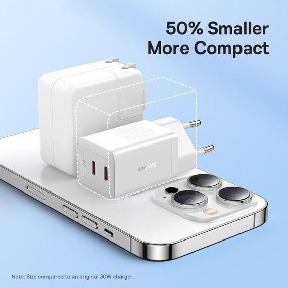 МЗП Baseus GaN5 Pro OS + Type-C to Type-C 40W (CCGP18010) White | Зображення 3