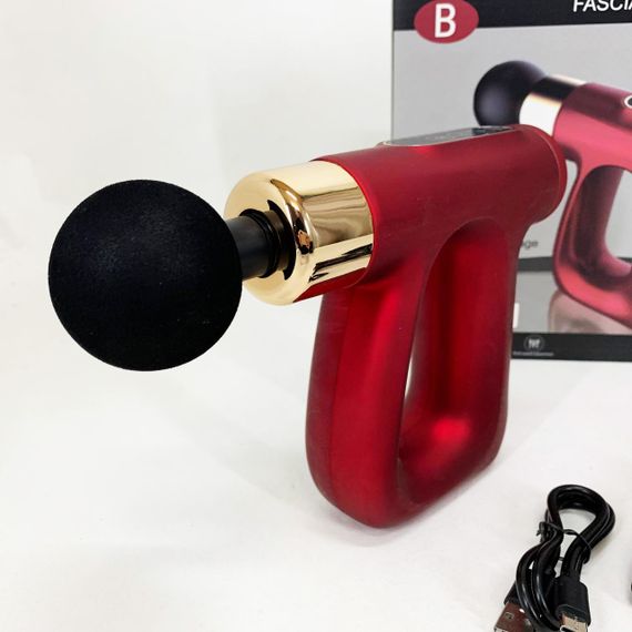 Ударний Перкусійний масажер для тіла та м'язів Масажний пістолет EM HB-007 акумуляторний червоний | Зображення 9