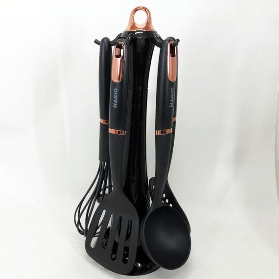 Набір кухонних приладів Magio MG-1125, набір поварешок на підставці, набір силіконових приладів для кухні | Зображення 4