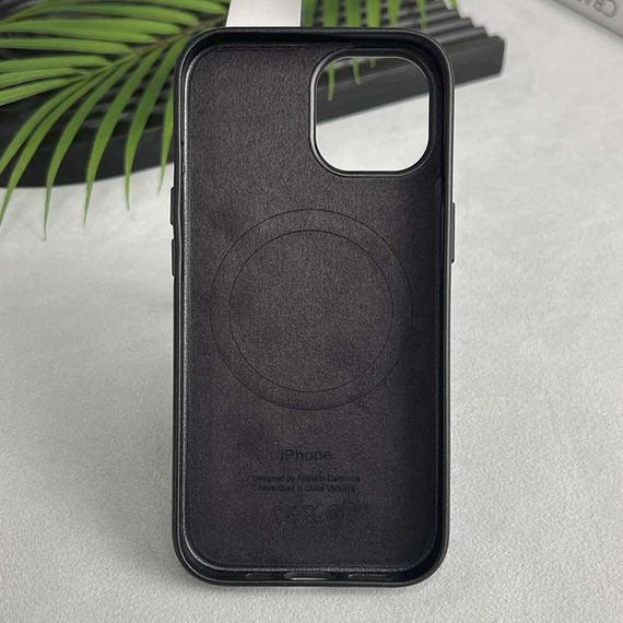 Шкіряний чохол Leather Case (AAA) with MagSafe and Animation для Apple iPhone 15 (6.1") | Зображення 1