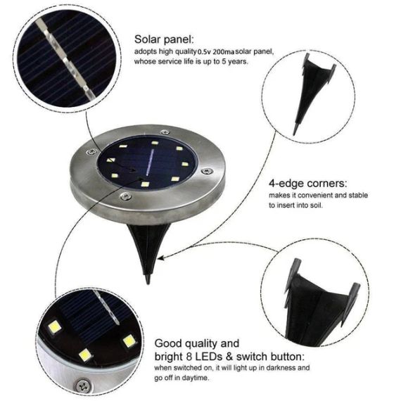 Вуличний світильник Solar Disk Lights 5050 на сонячній батареї | Зображення 3