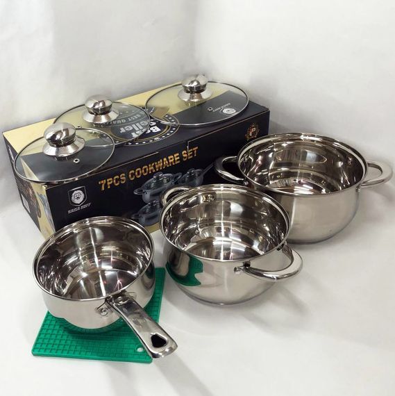 Набір каструль 7 предметів LB-1927B-7 із нержавіючої сталі зі GE-497 скляною кришкою | Зображення 3